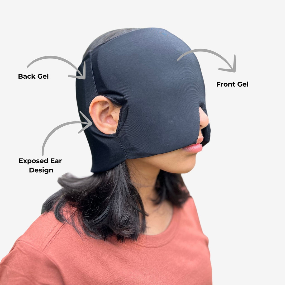 Exposed Ear Migraine Relief Cap Design